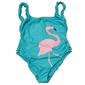 Watercolors by Kenny Flowers Flamingo One Piece Blue Cyan Swim Bikini S